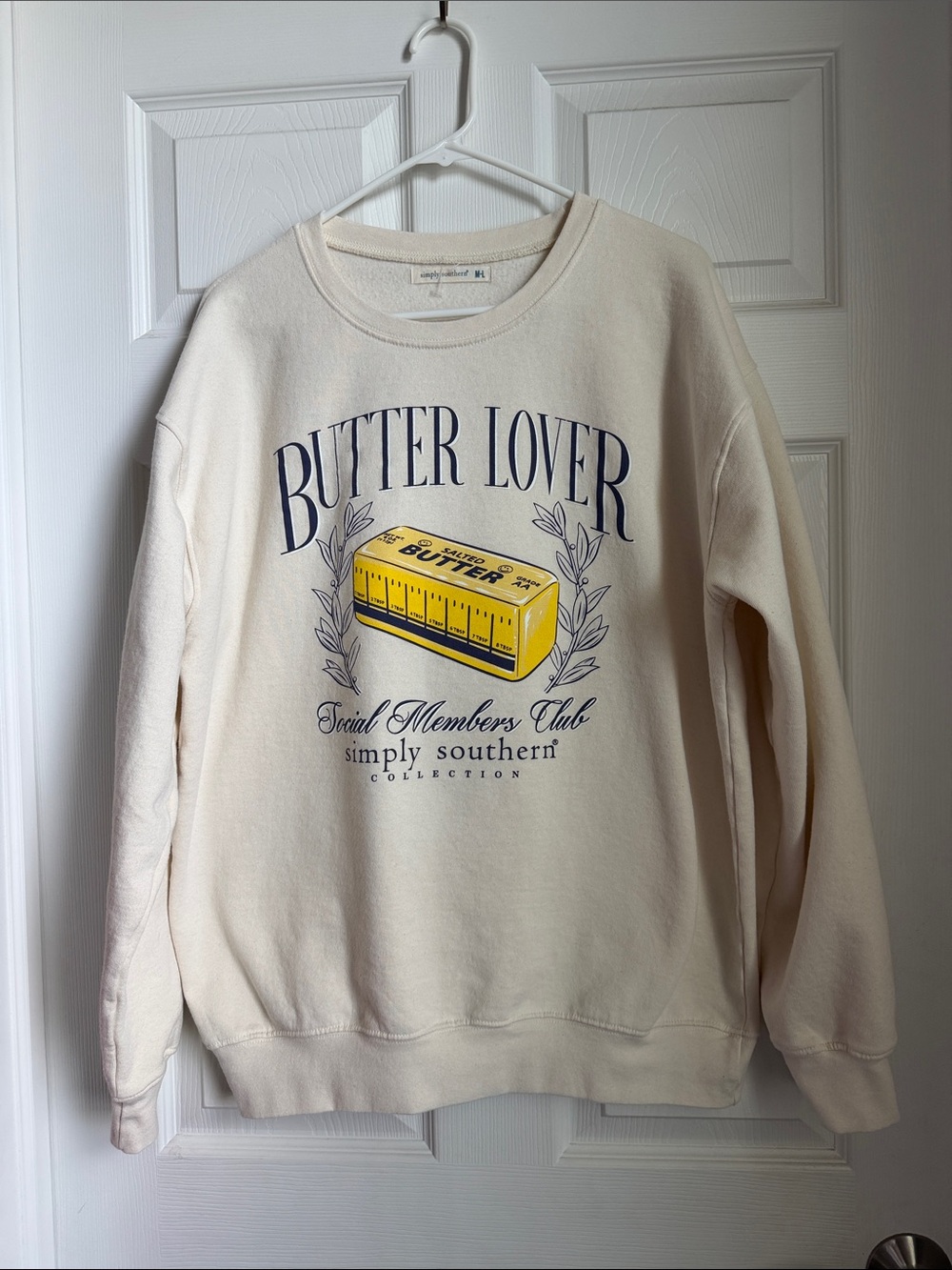 Simply Southern Cream Crewneck with Yellow Butter Graphic